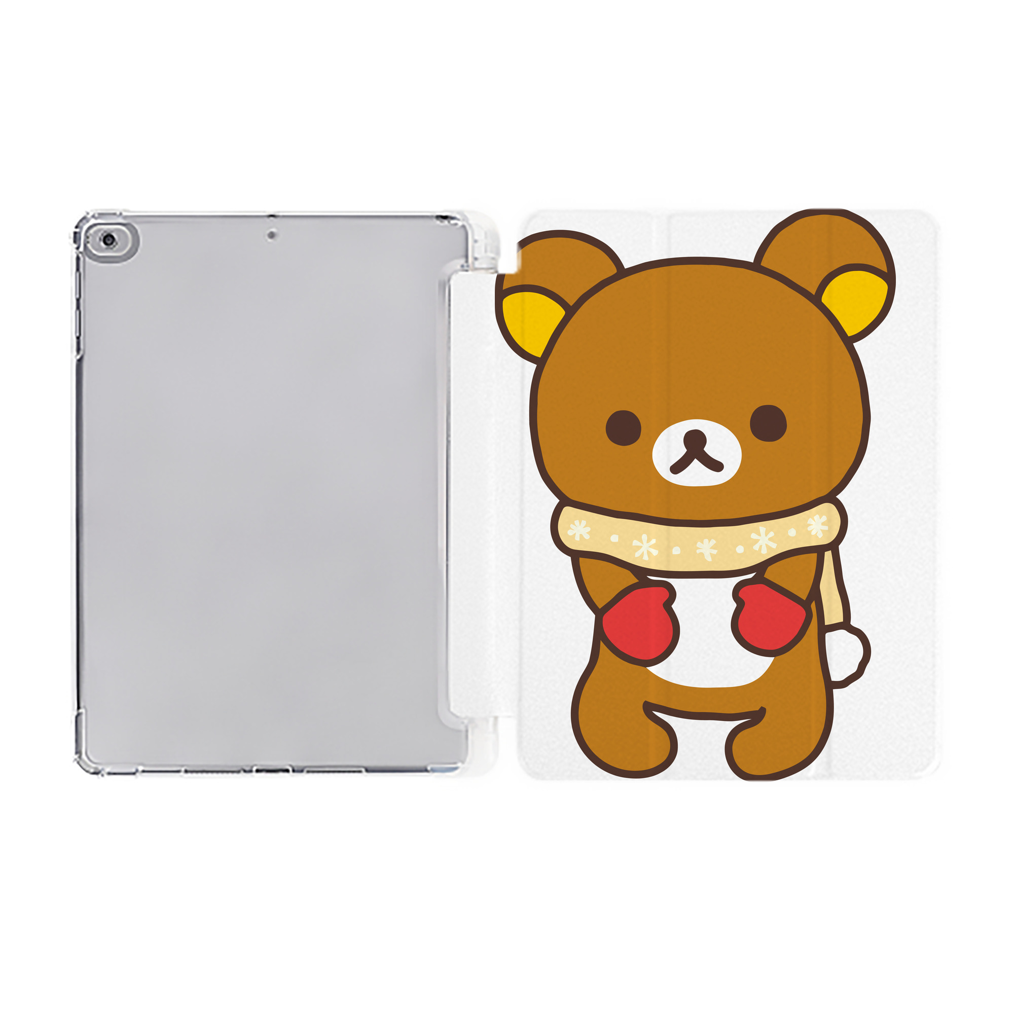 （画像用） リラックマ リラックマ キイロイトリ Rilakkuma Korilakkuma Kiiroitori IPad ケース ペン収納付き 三つ折りスタンド PUレザー×シリコン 対応機種9.5/10.5/10.9インチ
